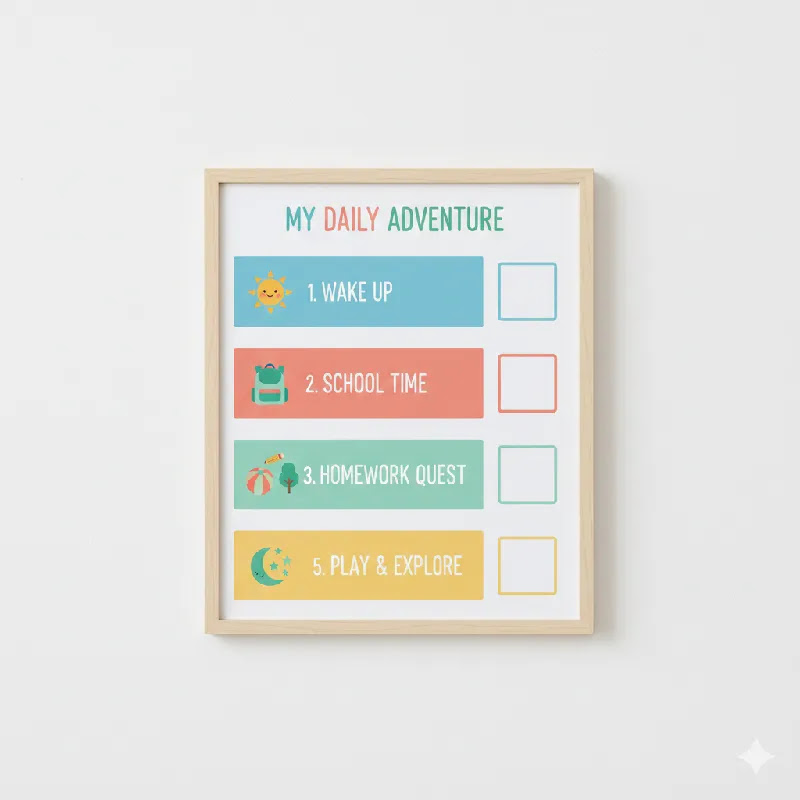 Kids daily routine chart for home use Printable kids daily routine chart example